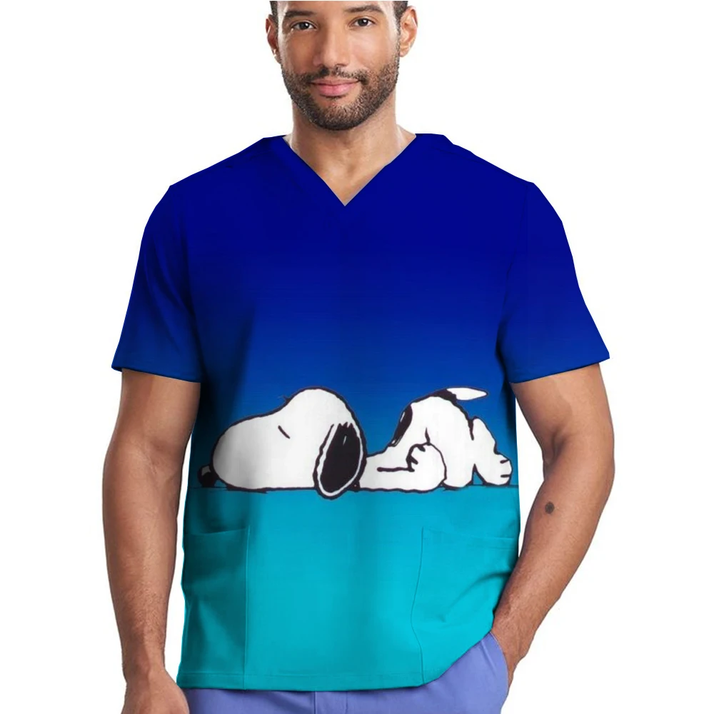 Men's Scrubs Medical Uniform Lab Male Wholesale Clinic Hospital Doctor Overalls Snoopy print Fashion Scrub Pharmacy Nurse Clothe