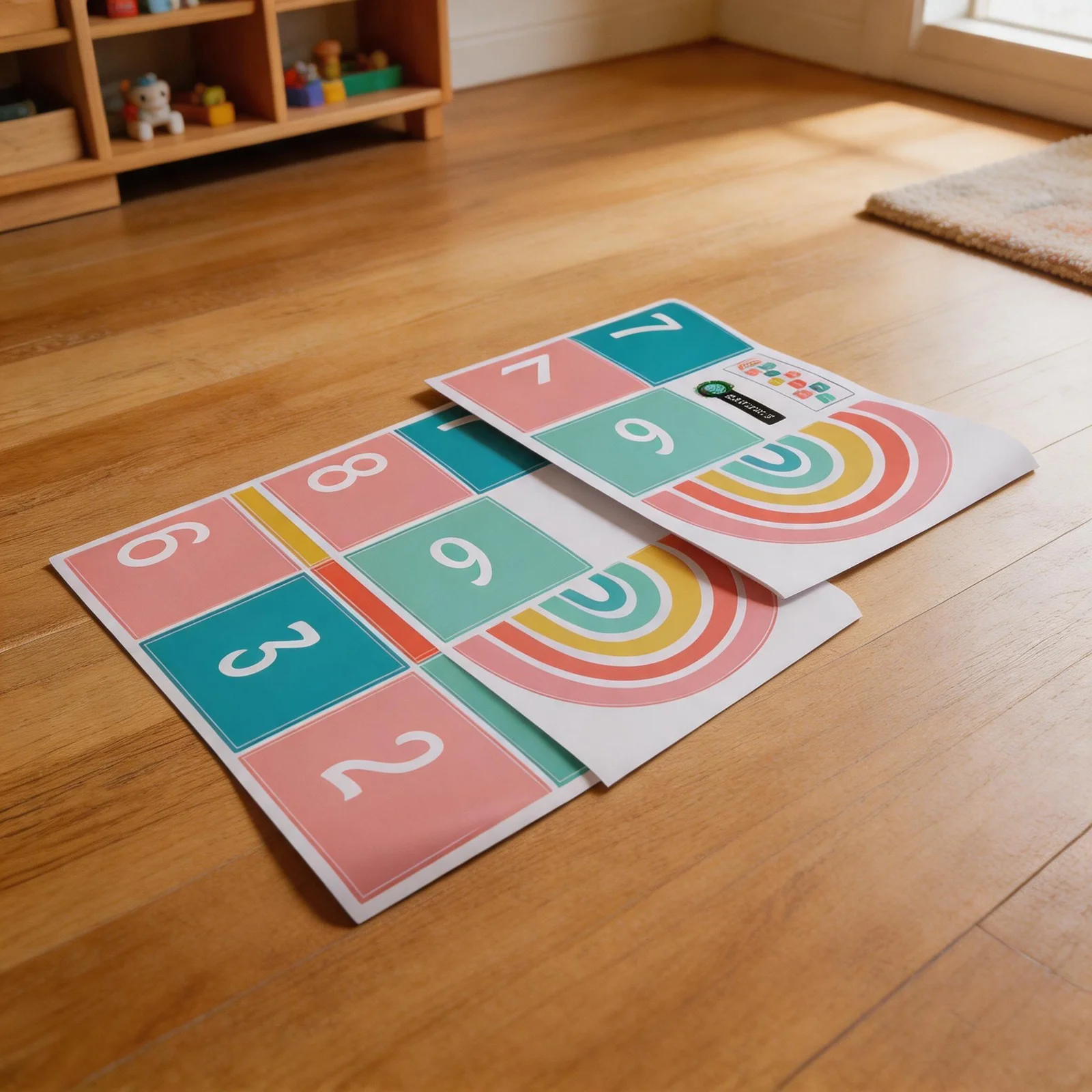 Grid Number Wall Stickers Multicolor PVC Removable Floor Decals For Nursery Bedroom Playroom Learning Decoration