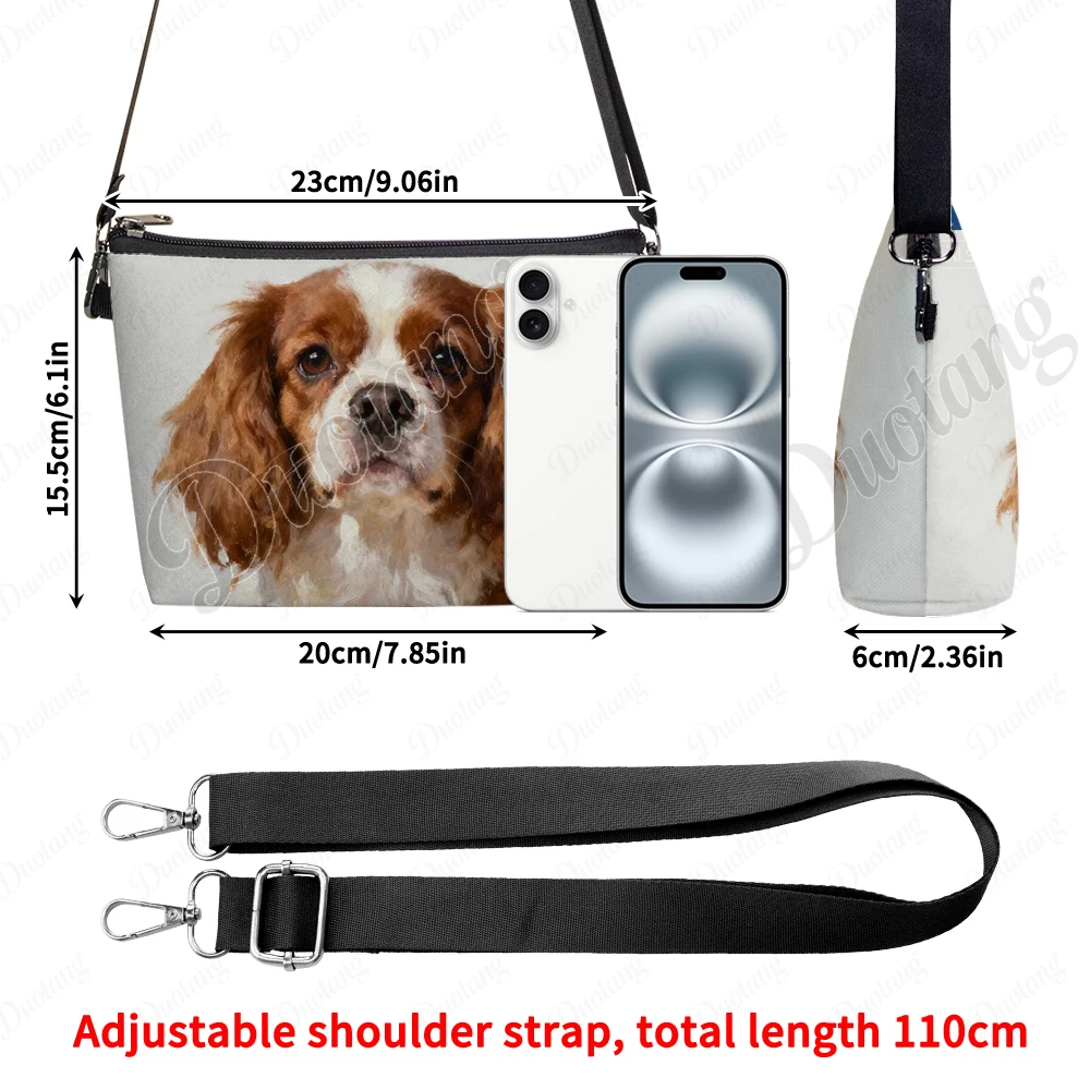 Oil Painting Animal Dog Graphic Print Crossbody Bag Golden Retrieve Shih Tzu Puppy Lipsticks Holder Cosmetic Case Women Handbag