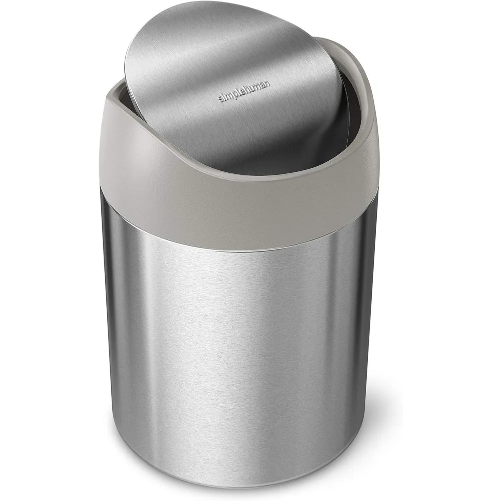 

Brushed Stainless Steel 1.5 Liter / 0.4 Gallon Mini Countertop Trash Can