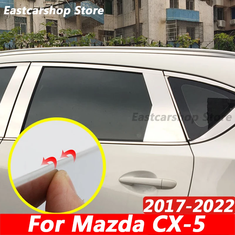 

For Mazda CX-5 CX5 KF 2022 2021 2020 Car Stainless Steel Middle Central Column PC Window Trim B C Pillar Sticker 2017 2018 2019