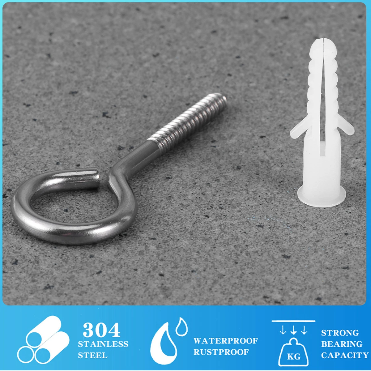 

10pcs Stainless Steel Eye 70Mm Self-Tapping Corrosion Resistant Marine Outdoor Use Ring Screws For Wood Diy Crafts Tapping