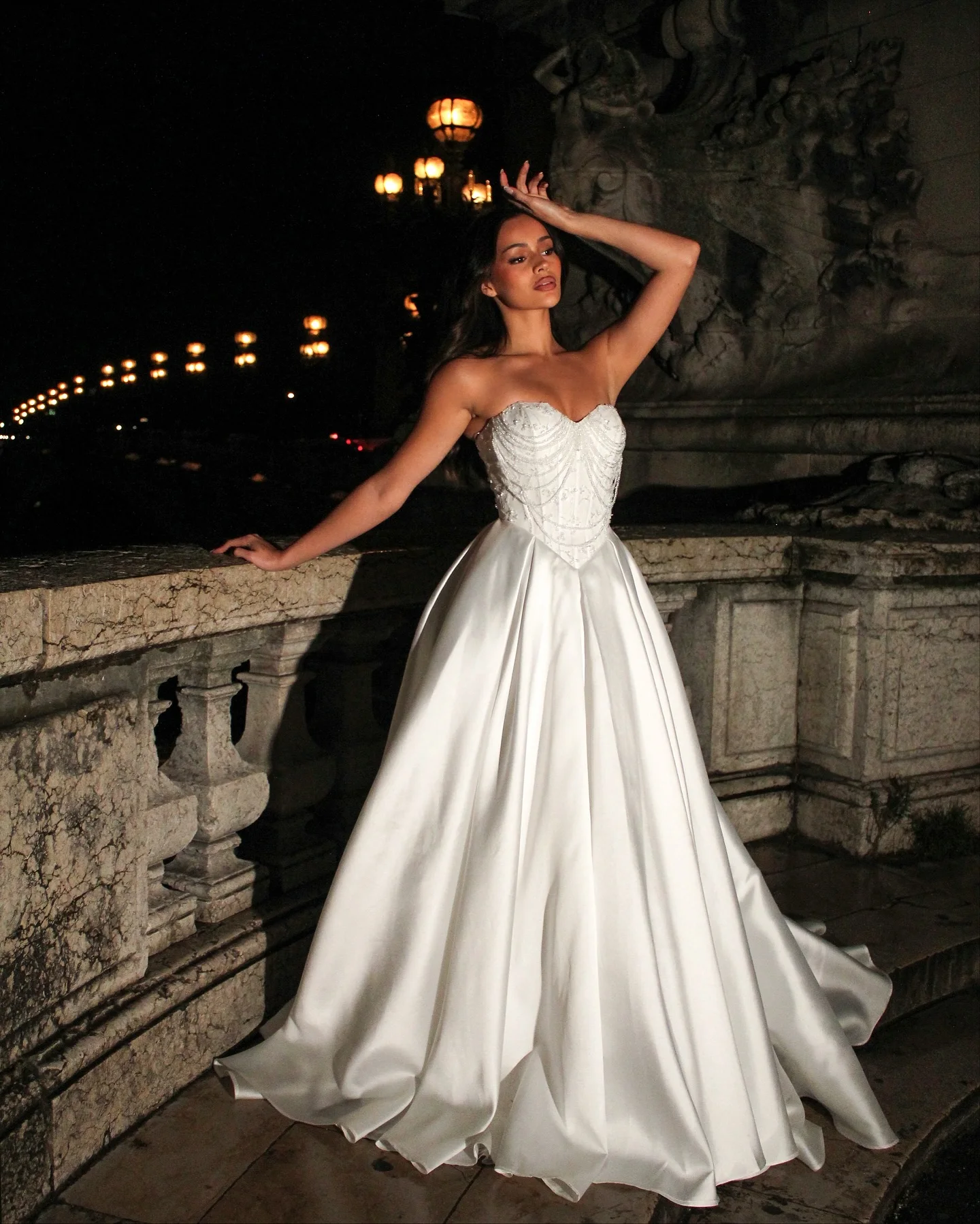 Kyoto personalizado branco sem alças drapeado pérolas vestido de casamento a linha cetim vestidos de noche até o chão vestidos de noite 2025