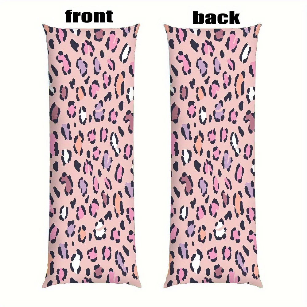 Leopard Print All-in-one Full-body Support Pillow, 50.8x137.16 cm, Reversible, Modern Design, Polyester Material, with Zipper Cl