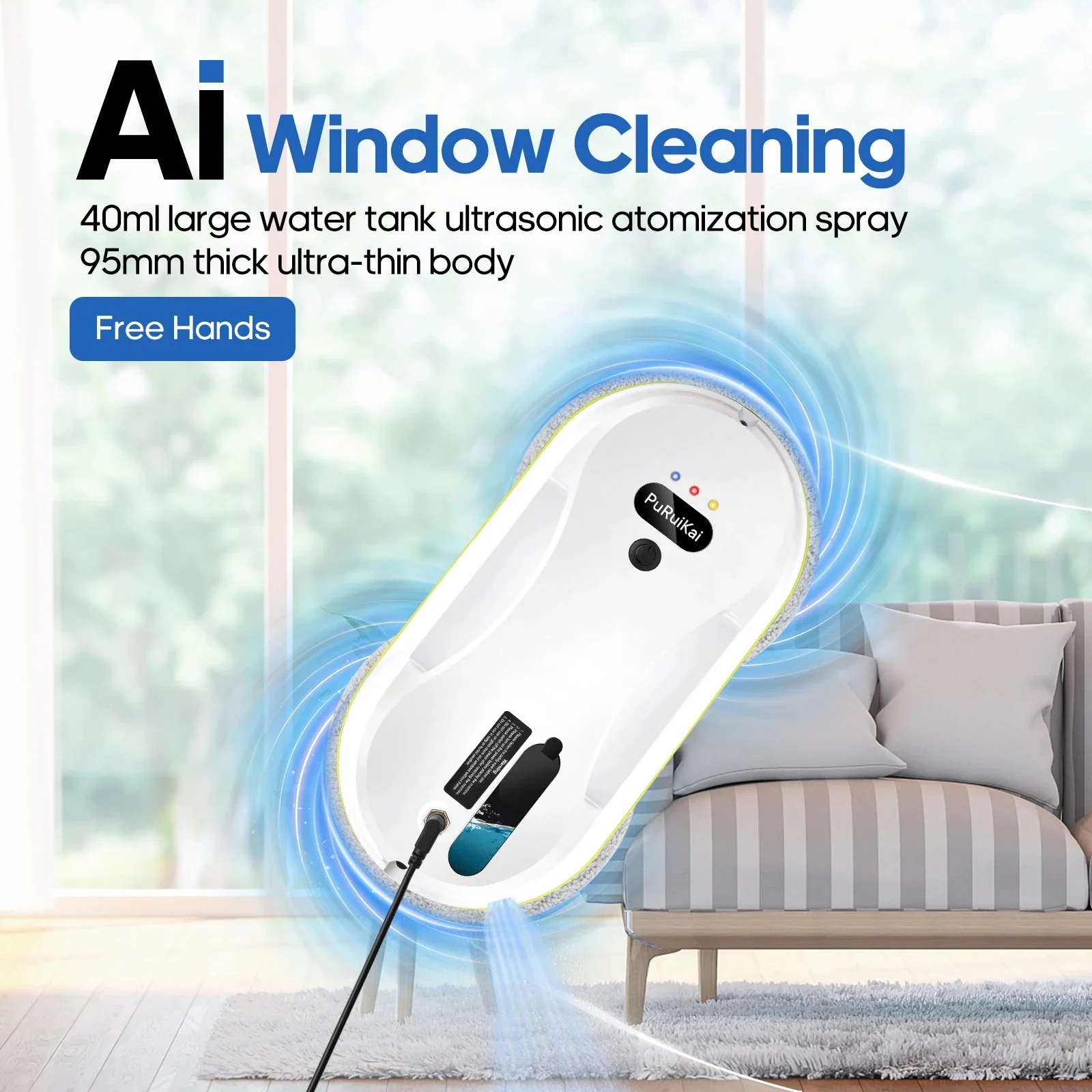 Household Window Automatic Water Spray Cleaning Robot Vacuum Cleaner Remote Control Electric Window Wiper Household Glass Wiper