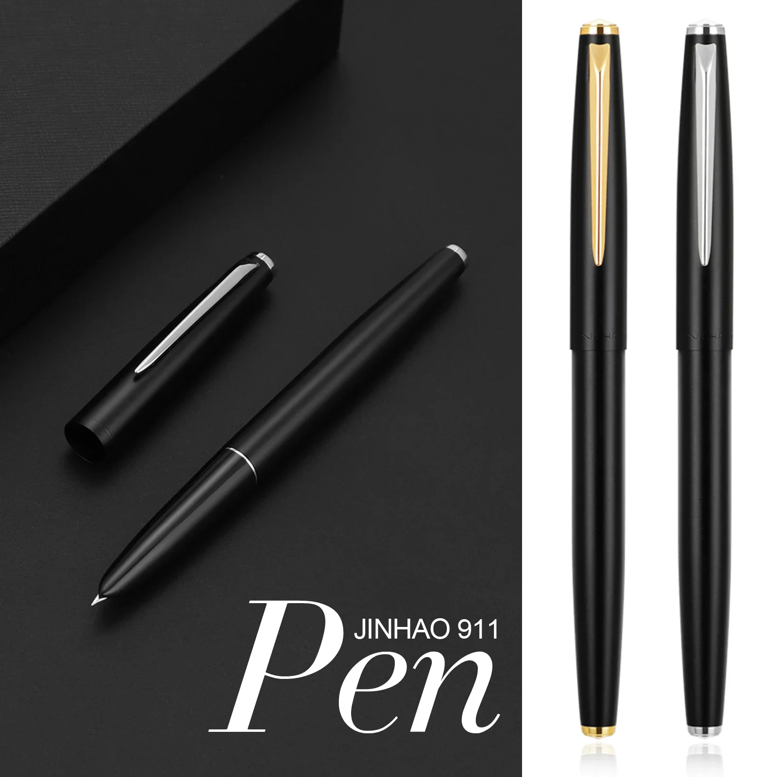 New JINHAO 911 fountain pen Iridium EF Nib Rotating Inking with clip Matte Touch School Supplies Writing ink gift pen stationery