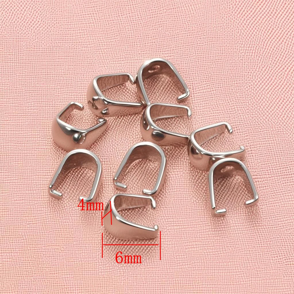 40pcs/lot 4*6mm Stainless Steel Pinch Clip Clasp Bail Finish Claw Clasps Melon Seeds Buckle Charm Pendant DIY Jewelry Making