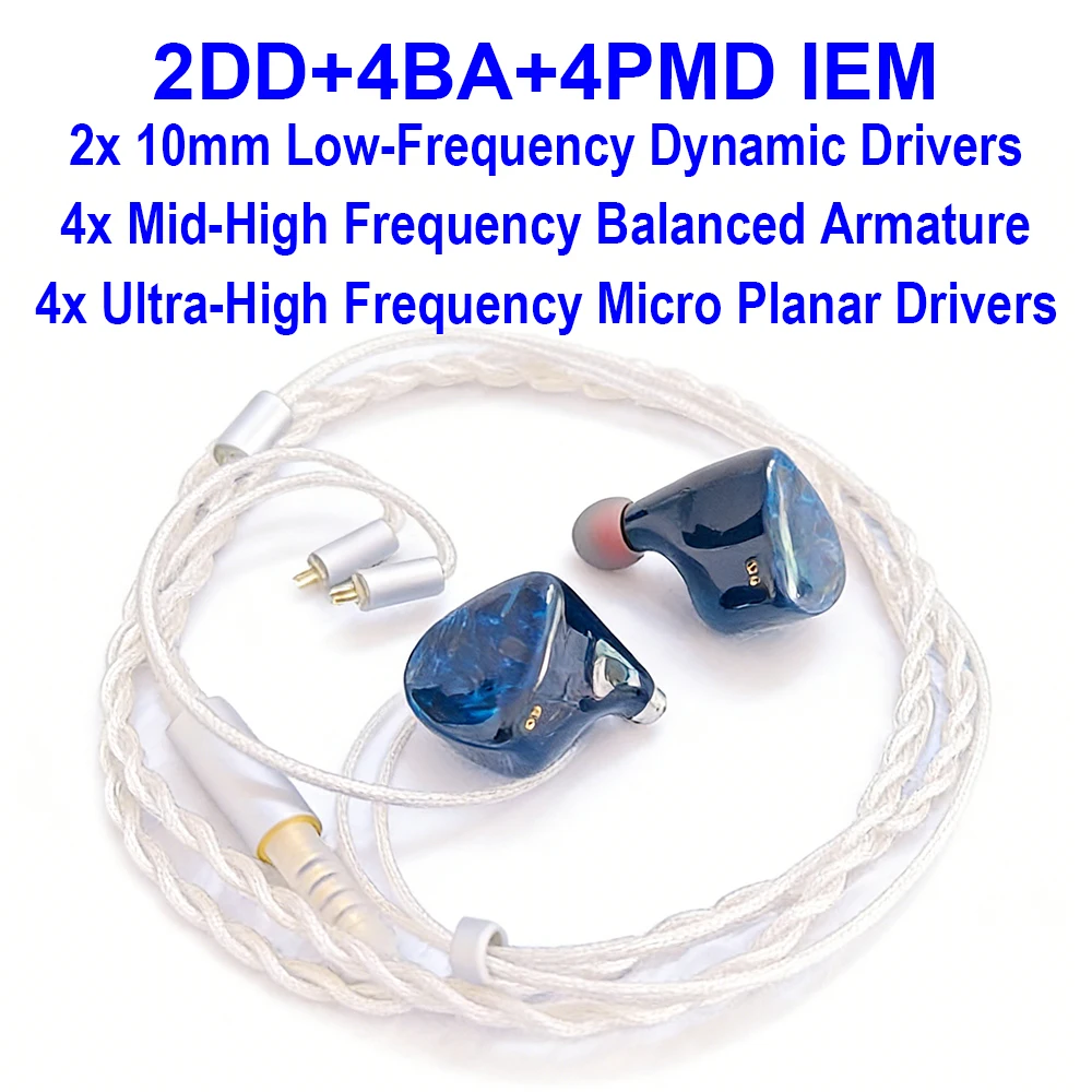 

Наушники-мониторы Hi-Fi IEM 2DD+4BA+4PMD, проводные внутриканальные наушники LBZ20 с планарными магнитными драйверами для аудиофилов