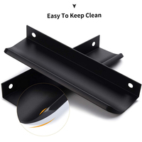 80-500mm Hidden Furniture Drawer Handles Kitchen Cabinet Door Black Handles Aluminum Alloy Modern Finger Edge Wardrobe Pulls