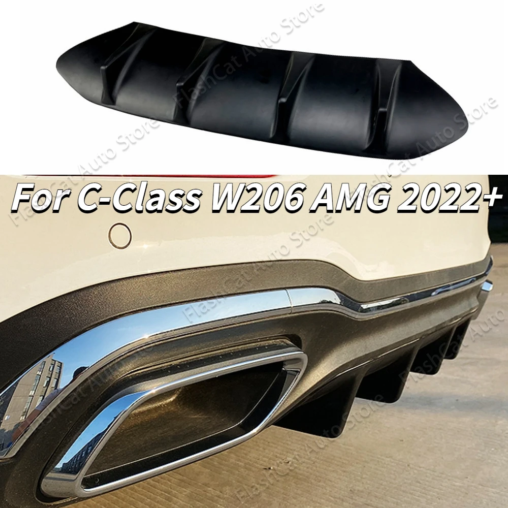 

W206 Rear Bumper Diffuser Lip For Mercedes Benz C-Class C200 C260 C300 AMG Line 2022 2023 Cover Spoiler Modification Tuning