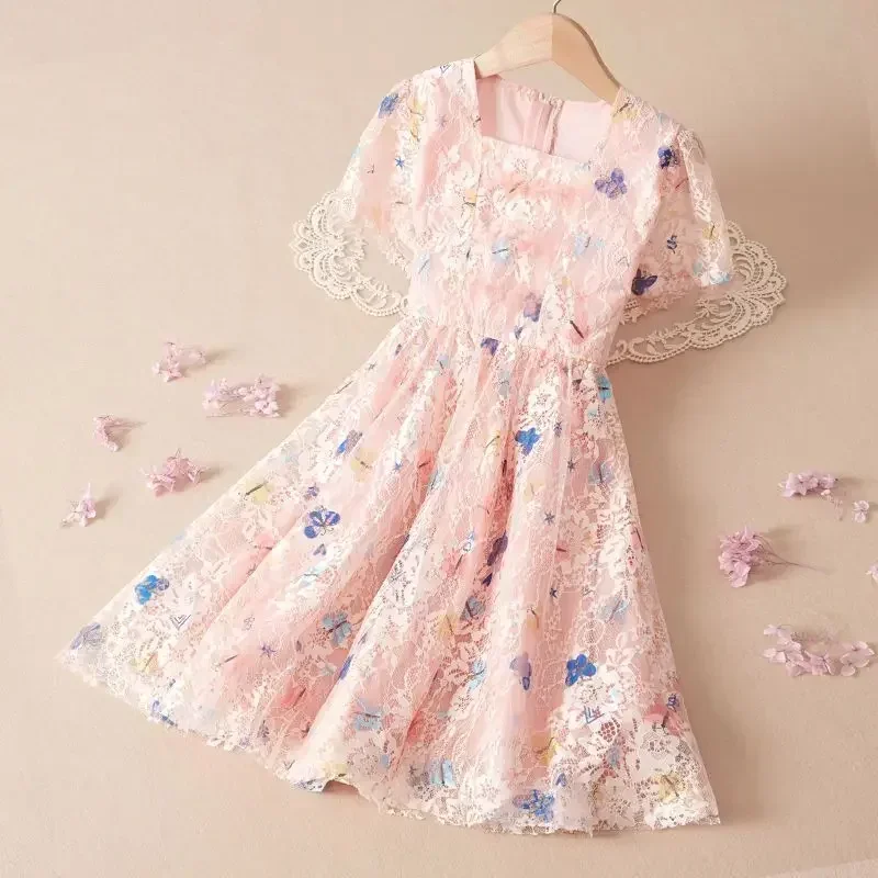 

Girls Lace Dress Elegant Wedding Dress Princess Children's Clothing School Children's Clothing At The Age of 4 6 8 9 10 and 12
