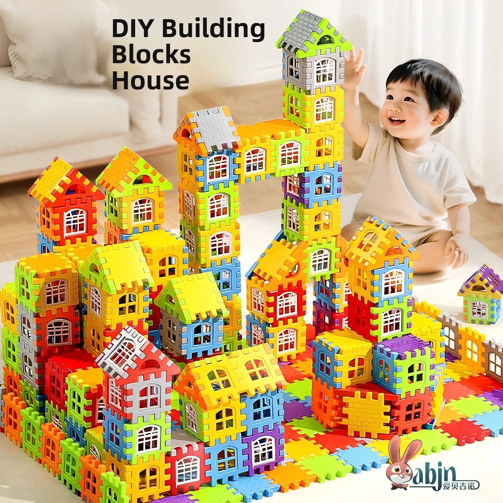 

Children's Building Blocks House Assembly Educational Toys Birthday Gift Girls Boys Big Granular Cubes Puzzle Playset