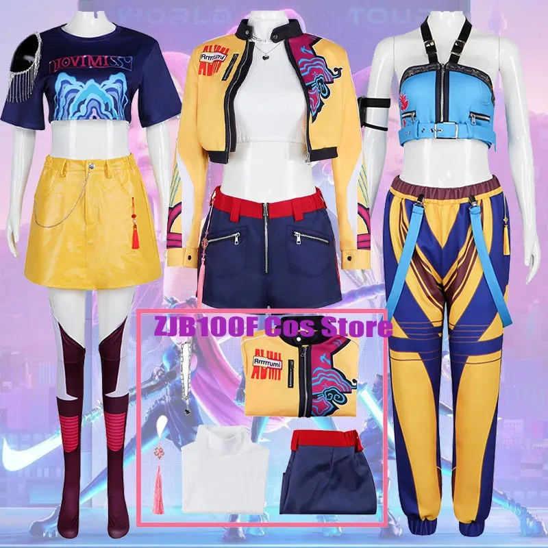 

Поп-девушка Группа Руми Зои Косплей Аниме Охотники Дьявола Мира Костюм Пальто Юбки Аксессуары Набор Хэллоуин Вечеринка Наряд для Женщин