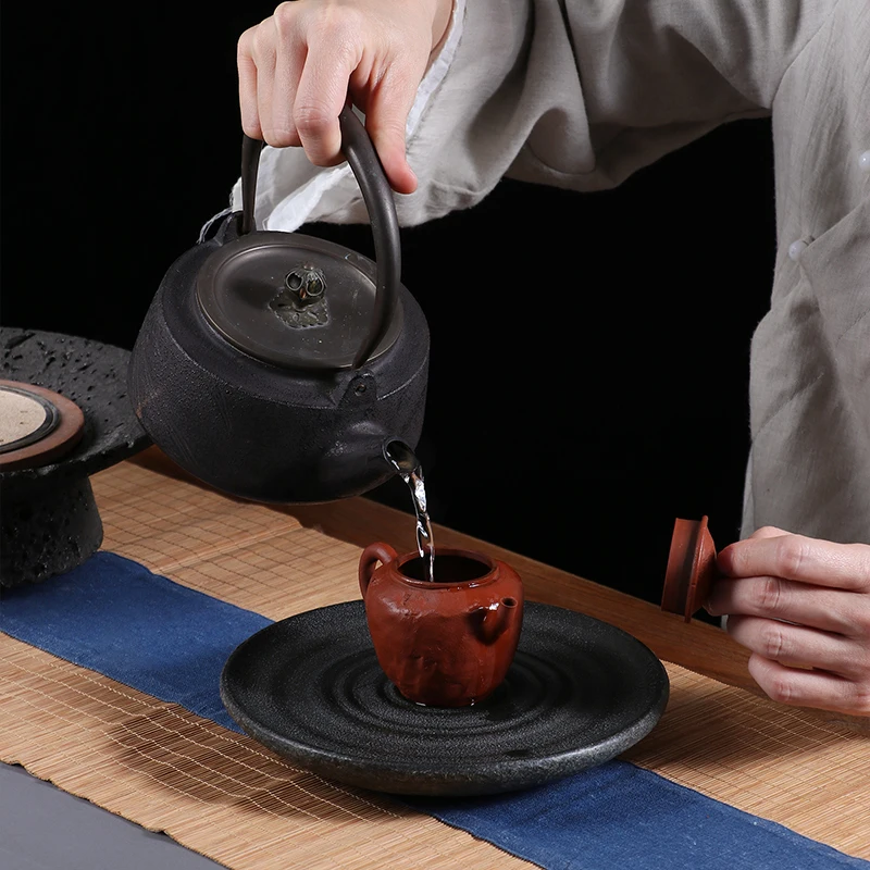 Natural Stone Teatray Hand Carved Teaset Tray, Kung Fu Teapot Stand, Home Decor Board, Ceremonial Tea Plate Luxury Artistic Gift view 3
