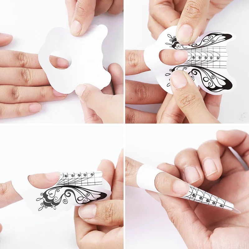 50 Stück professionelle Nagelverlängerungsschablonen, Acryl, UV-Gel-Nagellack, selbstklebende Aufkleber für DIY French Maniküre, Nagelverlängerungswerkzeuge – Detail 9