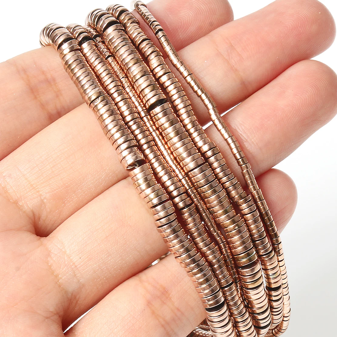 2/3/4/6mm Natural Gold Plated Hematite Beads Rondelle Beads Flat Round Disc Loose Spacer Beads For Necklace Earring Bracelet Diy