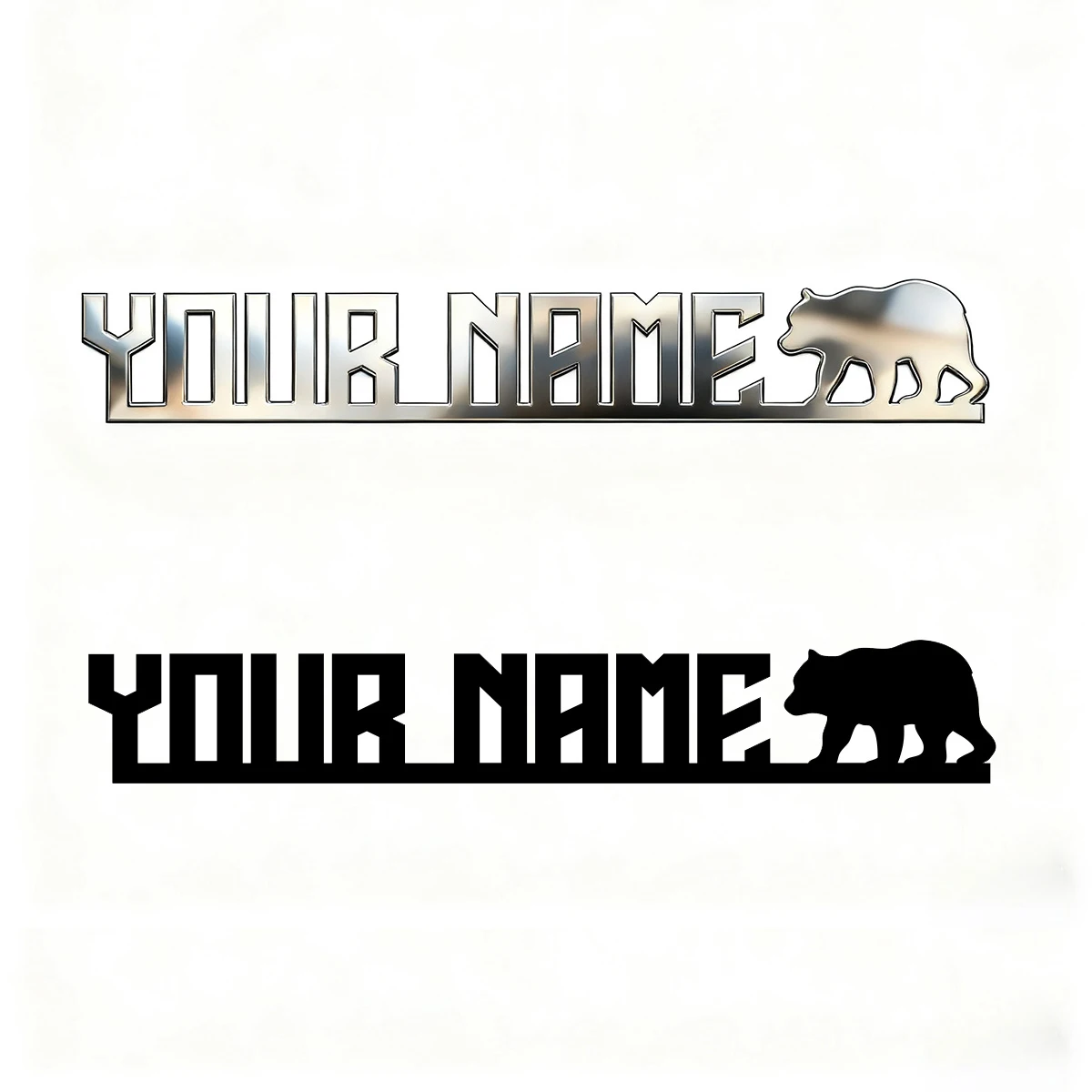 

1 шт. новый стиль белого медведя крутой шрифт металлические наклейки персонализированное имя аксессуары из нержавеющей стали подходят для кузова автомобиля DIY Декор поставки