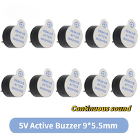 10PCS Active Buzzer 5V Magnetic Long Continuous Beep Tone Alarm Ringer 9*5.5mm Mini Piezo Buzzers, for Arduino