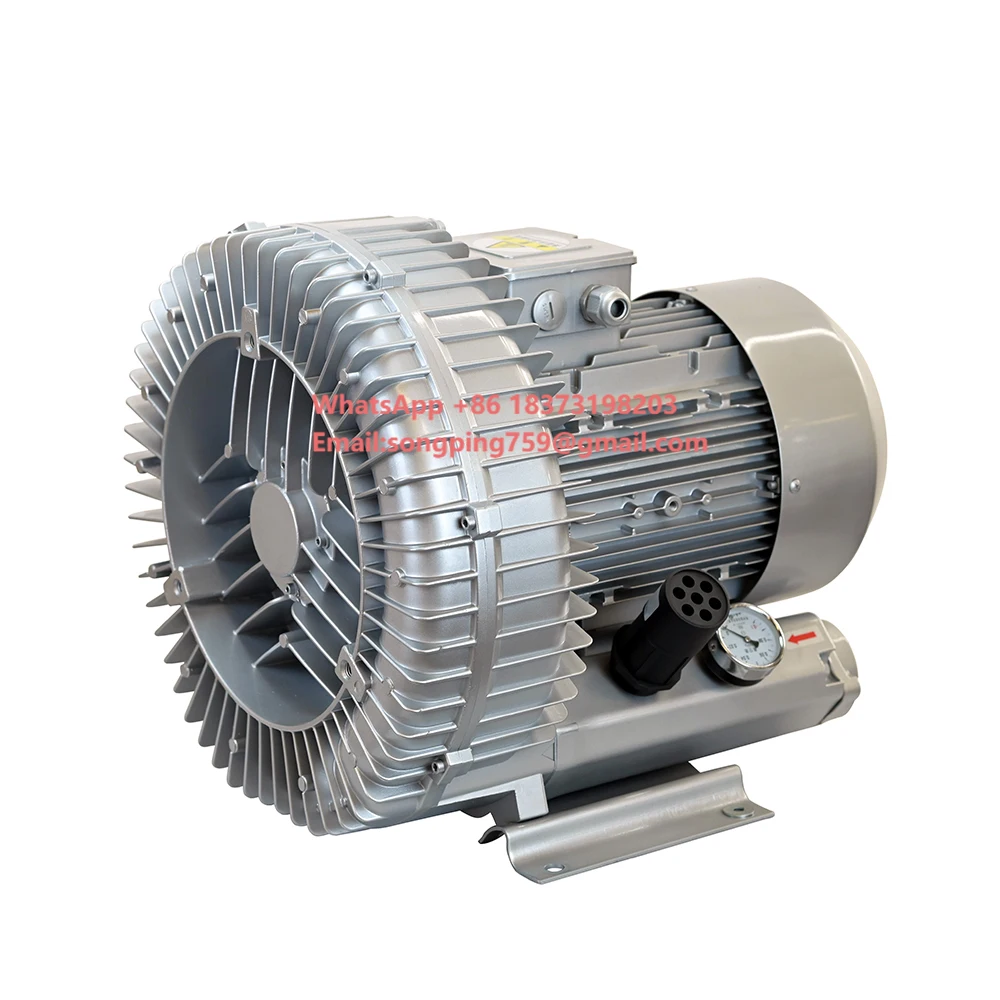 

Hot Sale IP55 4kw 3Phase Industrial High Pressure Vortex Air Ring Blower 100% Copper Motor 318-376m/h for Wastewater Treatment