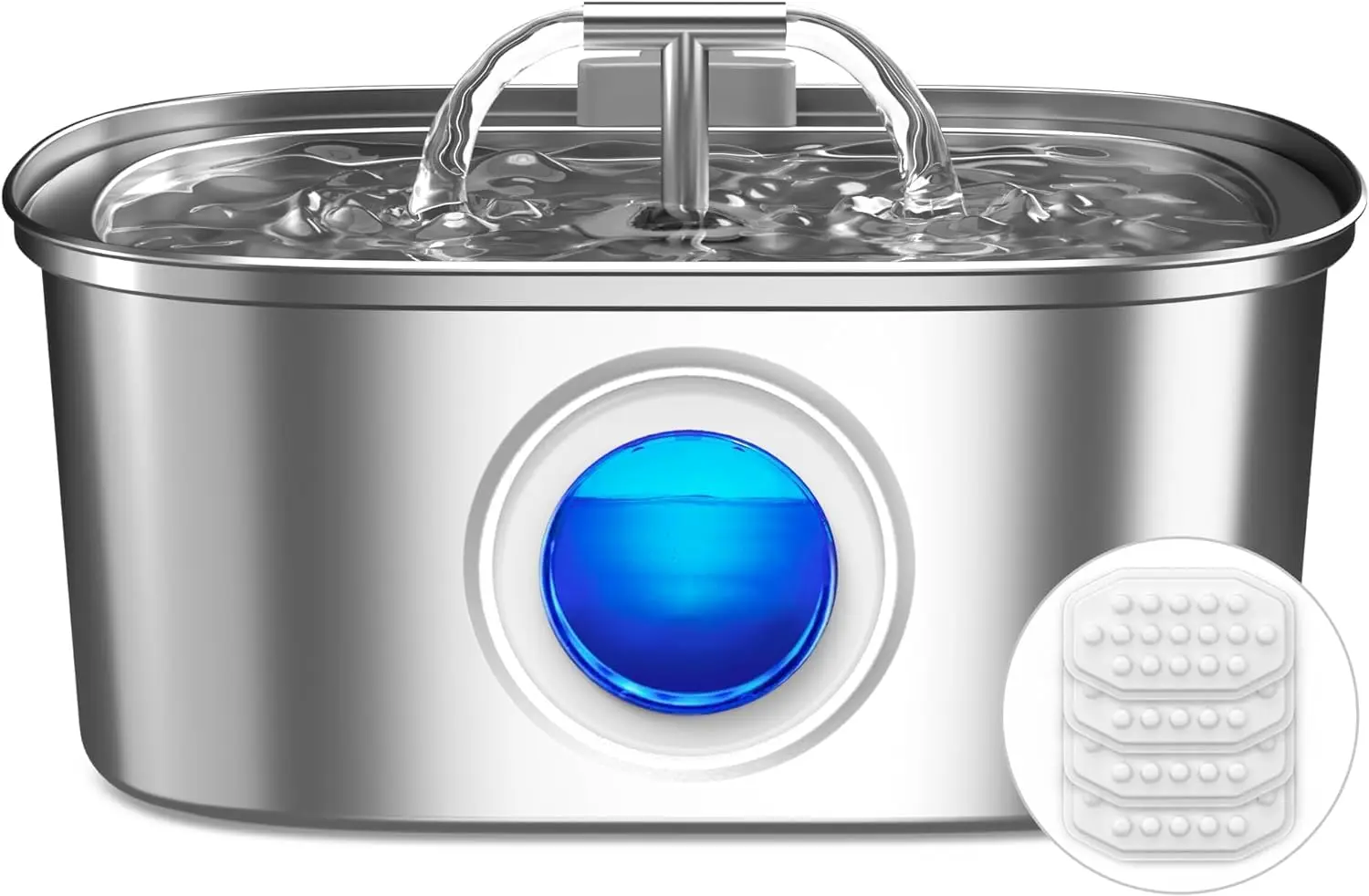 

Фонтан для кошек из нержавеющей стали с фильтром, емкостью 108 унций, сверхтихий насос для пресной питьевой воды