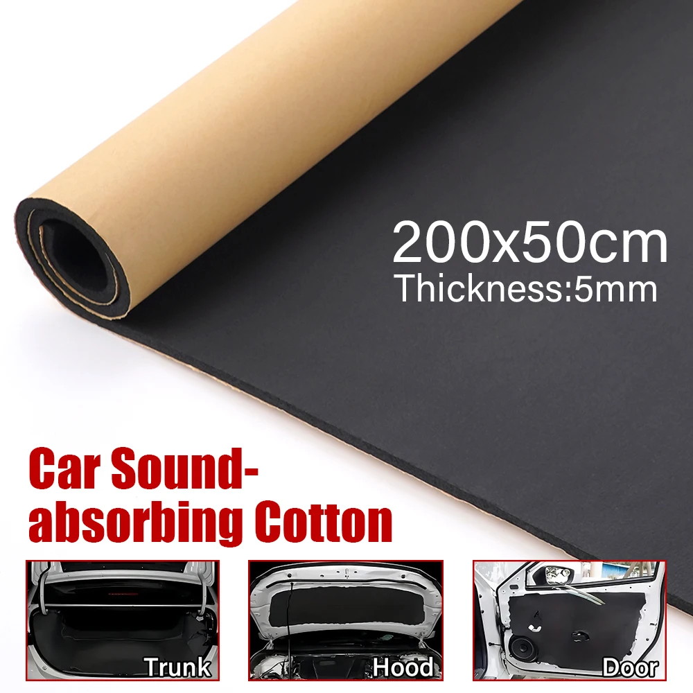 100/200x50cm 5MM Car sound absorbing cotton Proofing Deadener Engine Noise Sound insulation Acoustic Foam and flame retardant