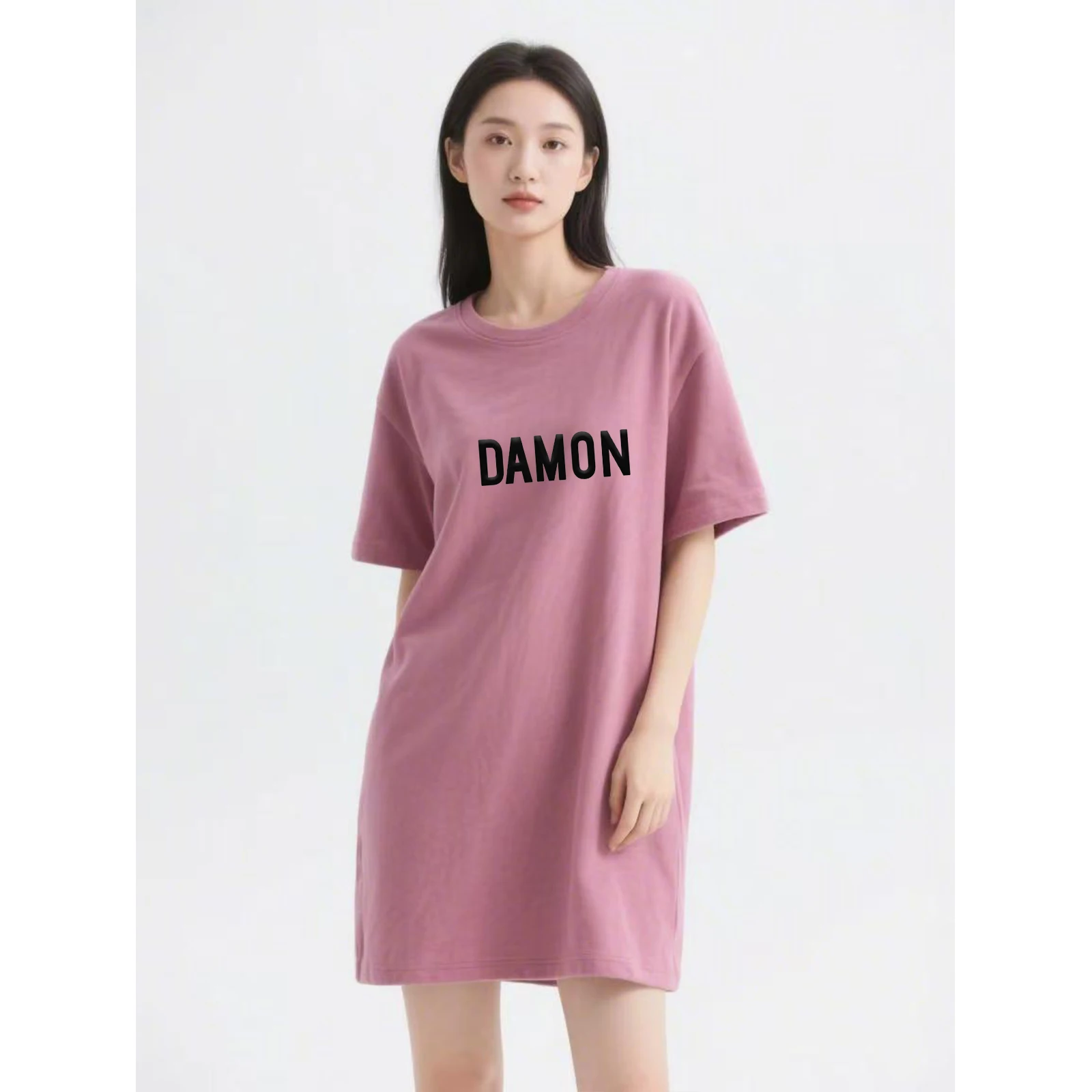 Summer Cotton T-Shirt Dress Women's Loose Casual Short Sleeve Korean Style Mid-Length Over-Knee Skirt Fashion Commute Style