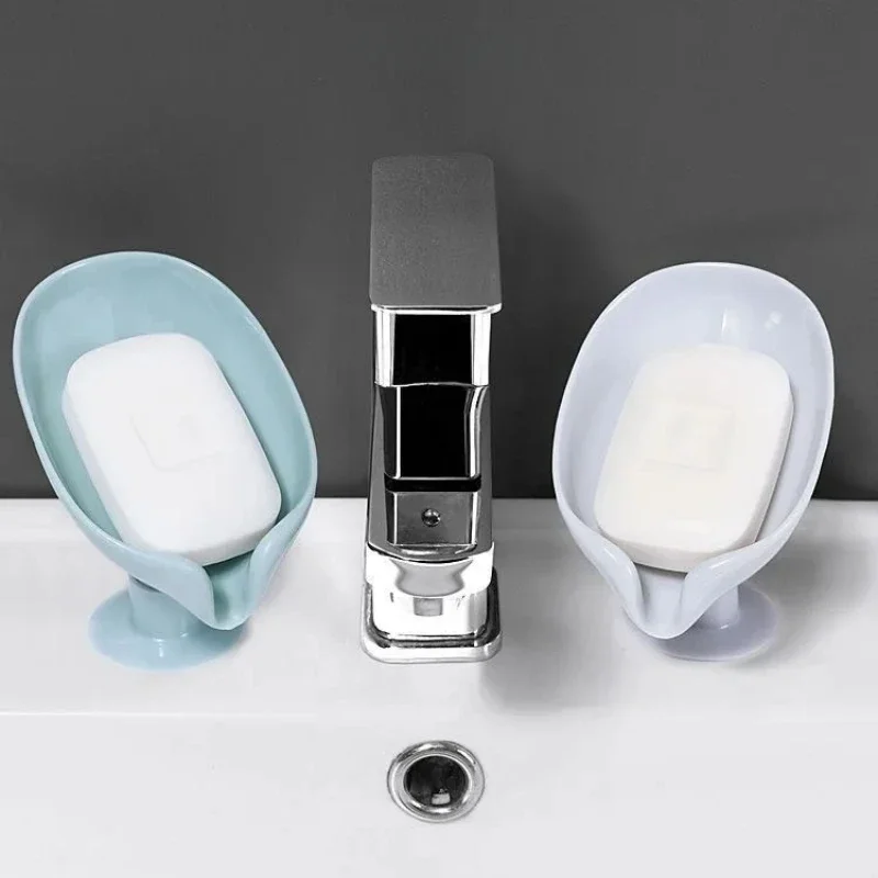 1pcs Drain Soap Holder Leaf Shape Soap Box Suction Cup Tray Drying Rack for Shower Sponge Container Kitchen Bathroom Accessories