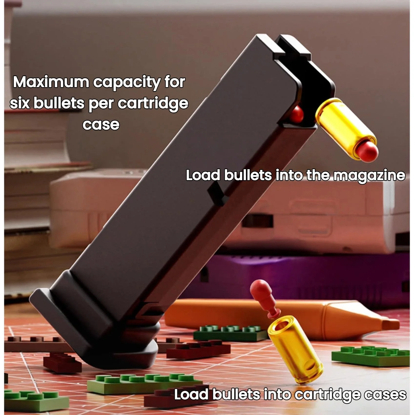 SIG17 Building Block Launcher - Empty Shell Ejection Soft Bullet Blaster, Blowback Model Toy, STEM Building Gift for Kids