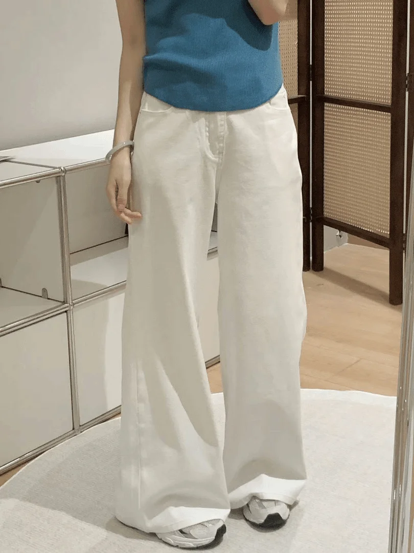 

Fashionable Straight Leg Color Casual Pants B81058 Versatile Comfortable Korean Style Women's Premium Leisure Trousers