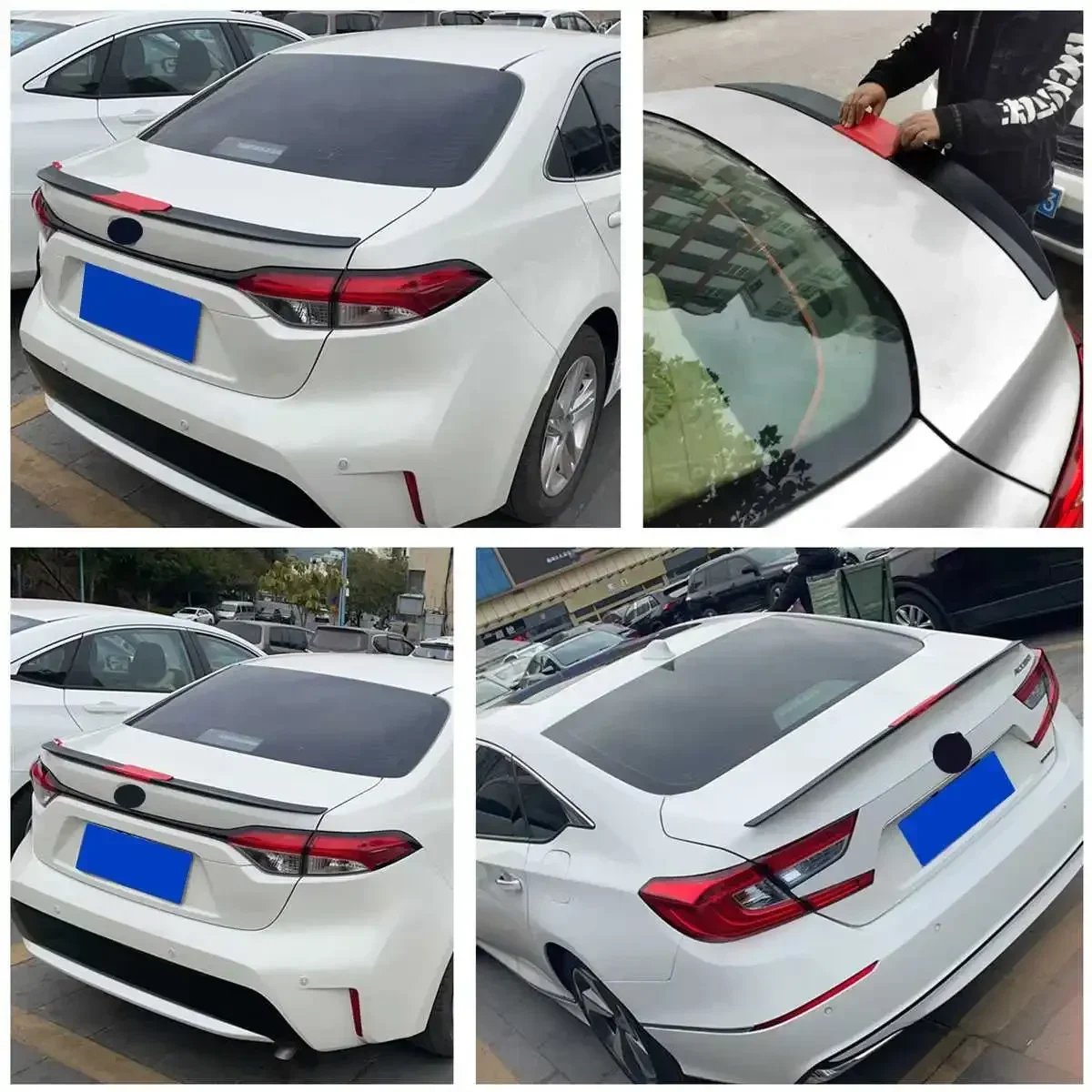 1pc Universal Black Red Car ABS Three-section Tail Wing Rear Trunk Spoiler Wing Lip DIY Parts For Benz W205 W204 W203 W117 C117