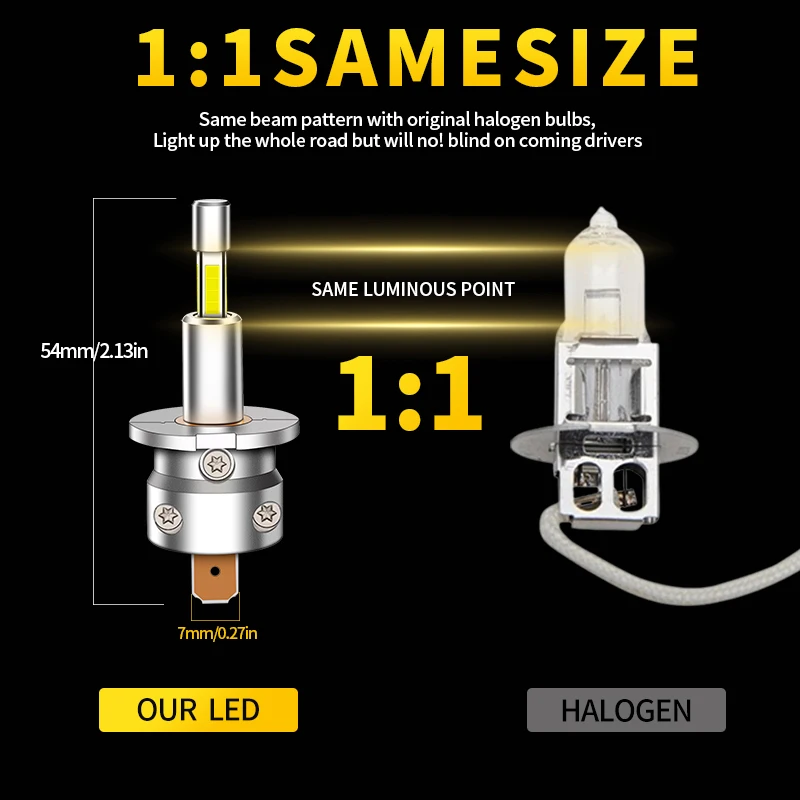 

1PC/2PCS LED H3 Car Headlight Mini Bulb 30000LM 6000K Headlamp 12V White Auto Fog Lamps For Toyota Corolla Celica Coupe Sienna