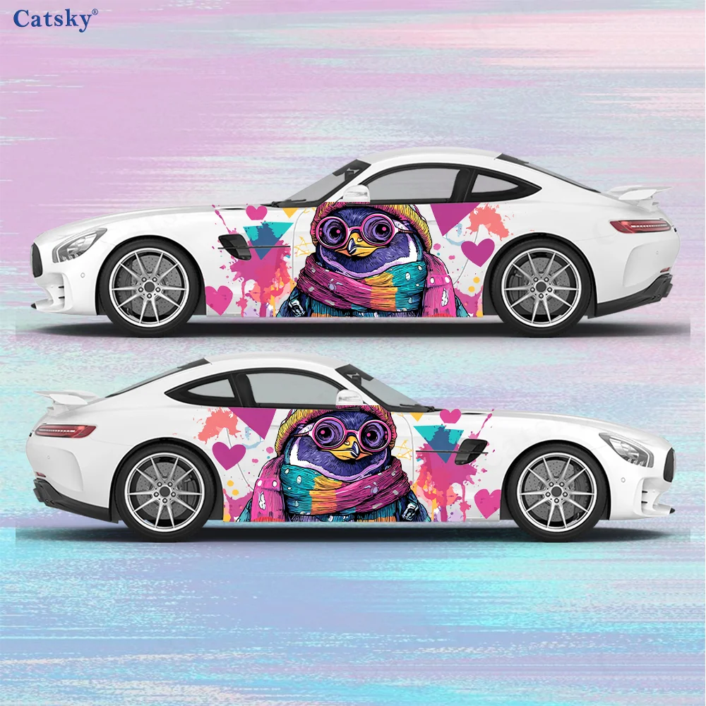 

Colored Pop Art Shape Penguin Car Vinyl Wrap Decal Self-adhesive PVC Sticker Suitable for Trucks SUV Decoration Auto Accessories