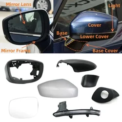 Car Exterior Door Side Rearview Mirror Heated Lens Turn Signal Light Lower Base Cover Frame For Mazda CX-5 CX5 II KF 2017-2022