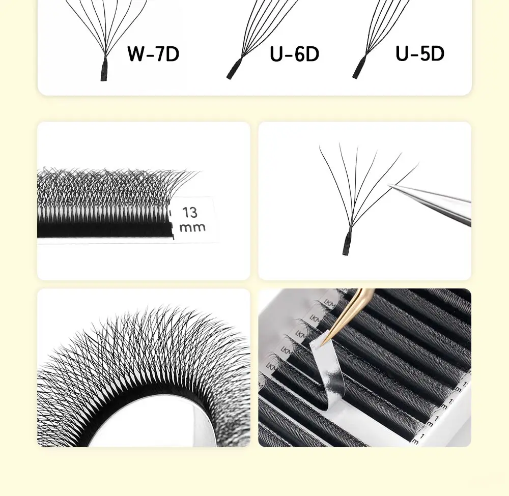5 Stück/Box LUKATME Vorgefertigte Fächer YY W-Form Curl D/M 7-15mm Mix-Stil YY 4D 5D 6D 7D Großhandel Falsche Wimpern Zubehör Braune Wimpern – Detail 4