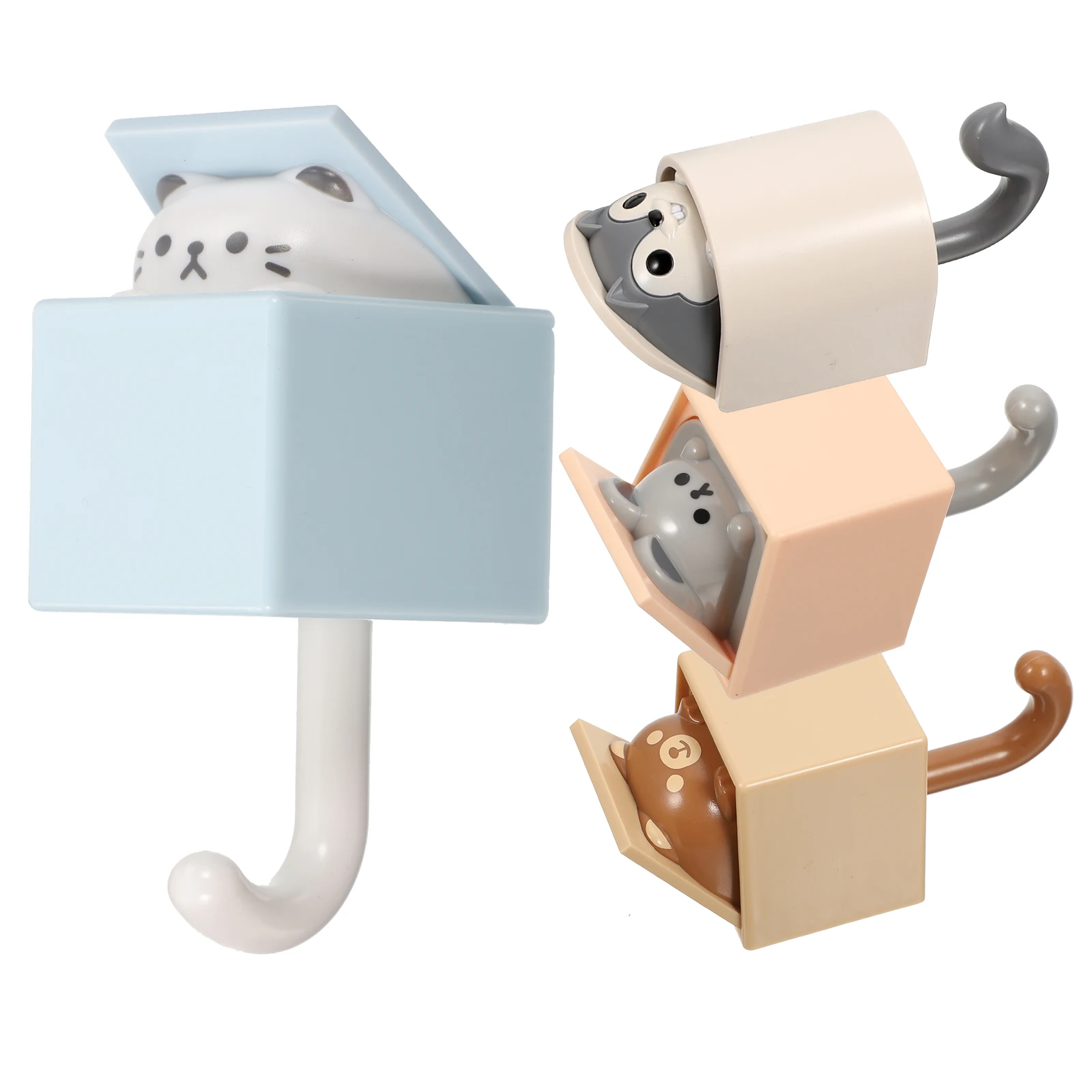 

4Pcs Wall ABS Smooth Compact Towel Wall Hooks Cartoon Animal Coat Key Hooks Bathroom Storage Accessories