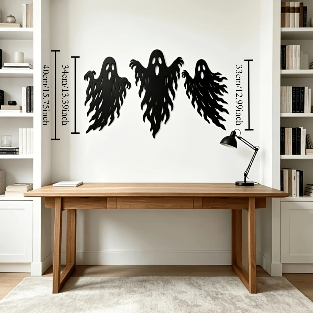 CIFBUY Retro Halloween Ghost Silhouette Aluminum Wall Art Waterproof Metal Sign Spooky Home Yard Porch Party Decor Gift