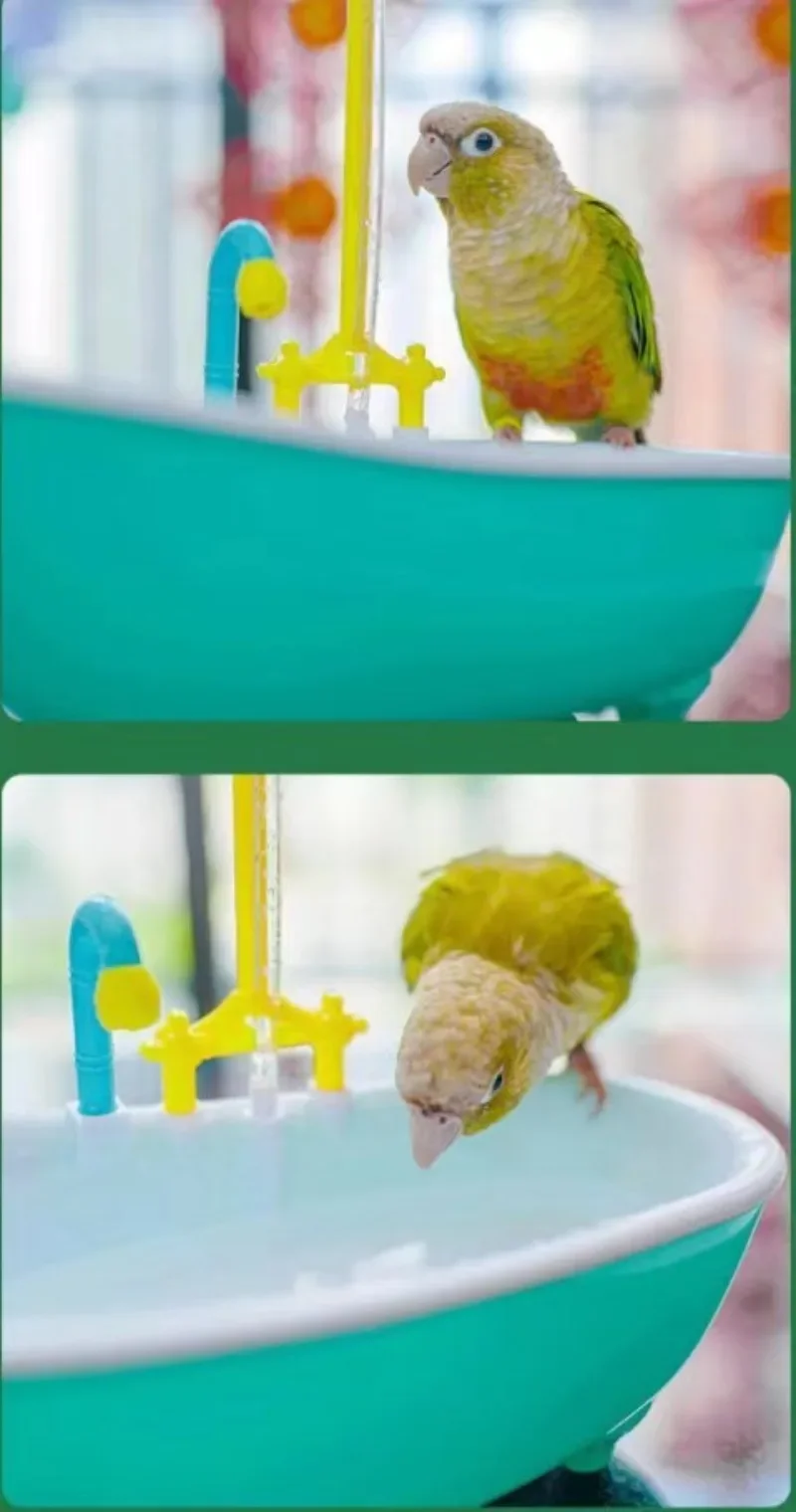 Parrot Shower Bird Bath Cage Automatic Parrot Shower Bowl Birds Accessories Parrot Toy Bird Bathtub