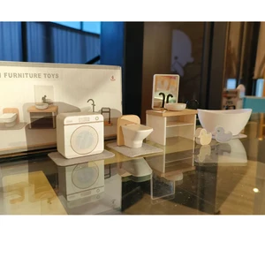 Toy Set Holzspiel, Set -Möbeldekorationsset, Mini -Dolhose, Zimmerküchenartikel, Tisch und Stühle Zubehör 6 Hauptverkäufe Kinderbürostuhl - №6