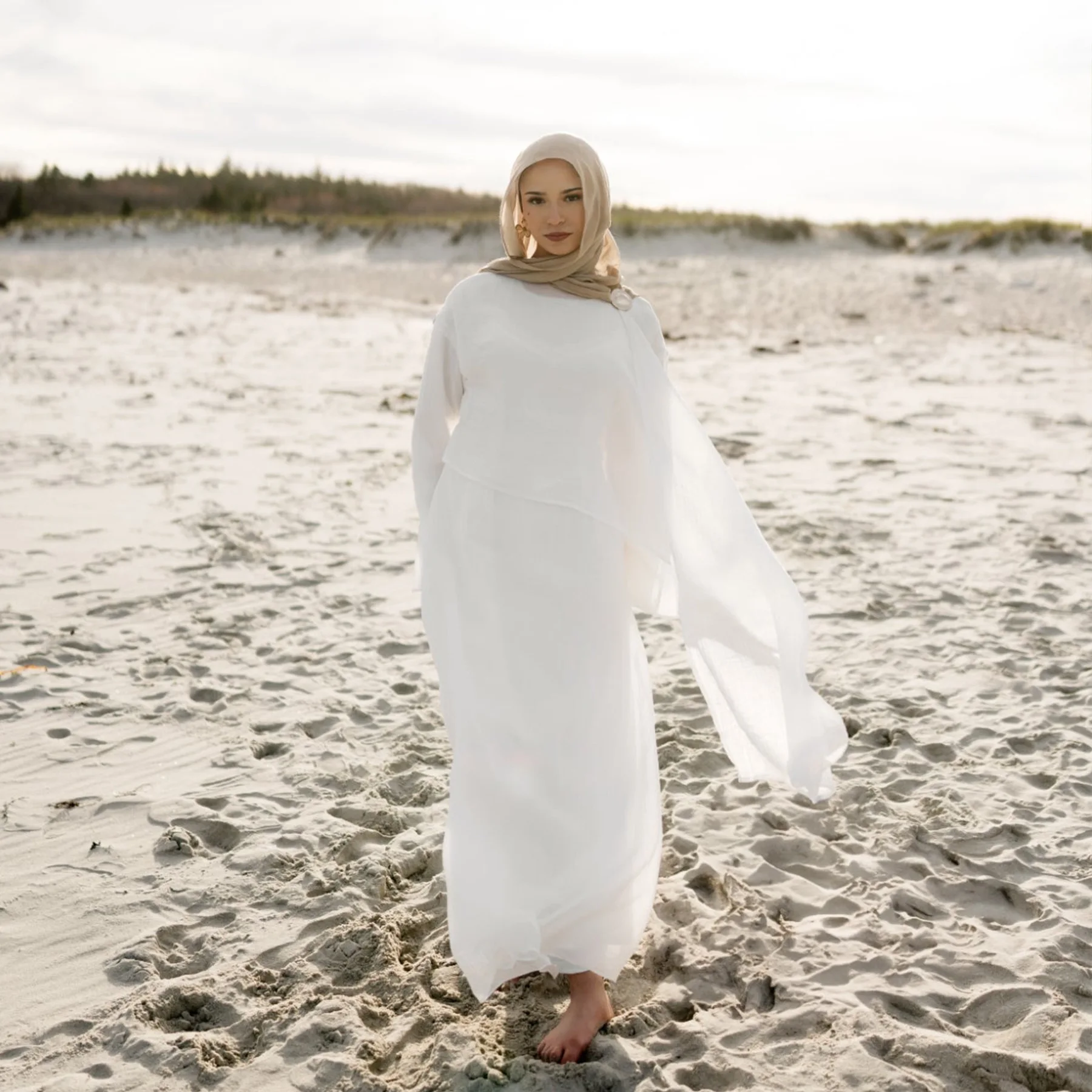 Muslim Woman Dresses Winkle Double Layer Kaftan Dubai Abaya Eid Ramadan Islam Clothing Robe Femme Musulmane Caftan Kebaya Abayo