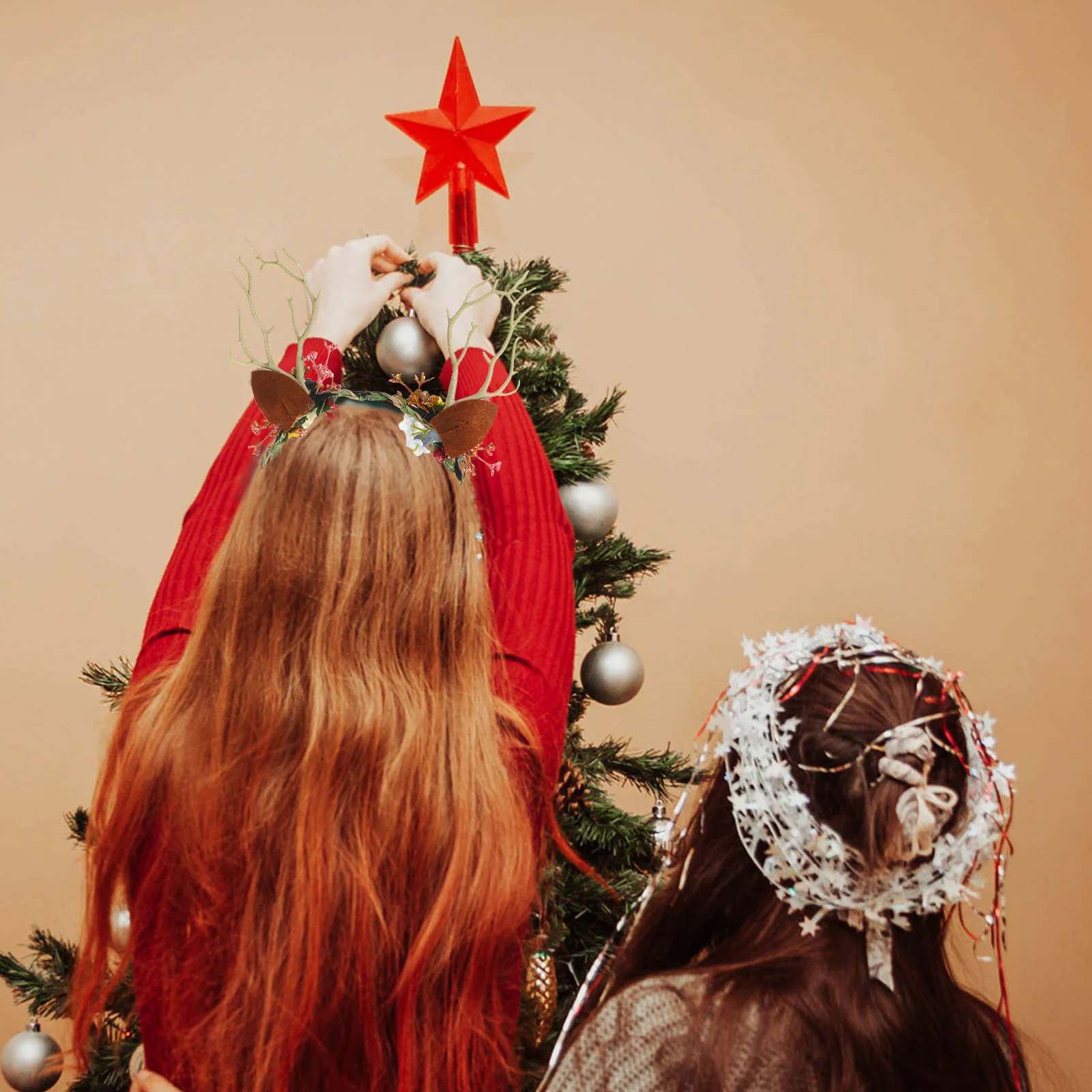 

1Set Reindeer Antler Headpiece Women Small Deer Headband for Kids Holiday Themed Party Christmas Halloween Role Play Photo