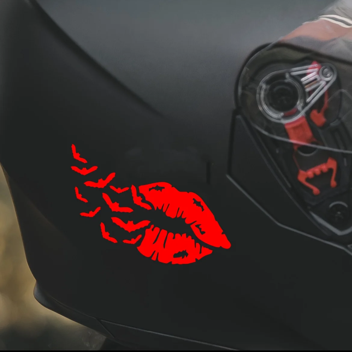 Kreative rote Muster-Aufkleber für Motorradhelm, Auto, LKW, Fenster, Stoßstange, Vinyl-Aufkleber