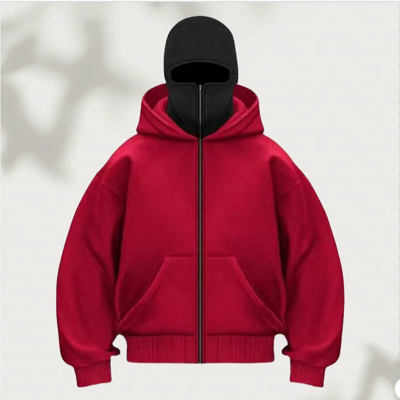 الرجال والنساء بالاكلافا Y2K القوطية Harajuku شتاء جديد البند مزدوجة مقنعين البلوز الرجال مقنعين قناع سستة ملابس رياضية #4