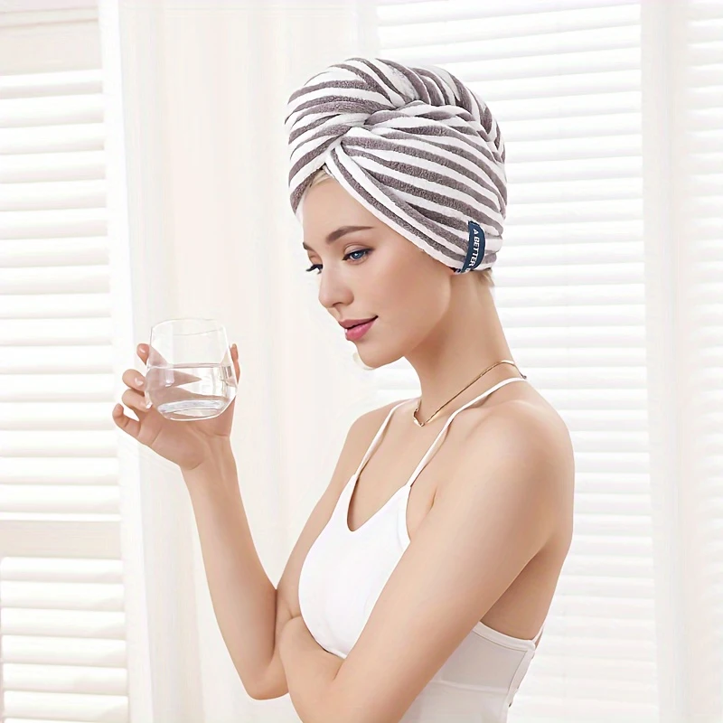 1pc New Quickly Dry Hair Hat Super Absorbent Soft Bathroom Women Head Towels Girls Cute Hair Towel Hair Dry Wrap Bonnets