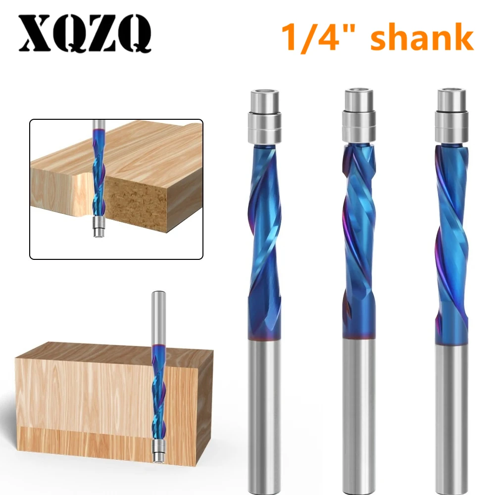 

6.35mm Shank Solid Carbide Bearing Guided Two Flute Flush Trim Router Bits Woodworking Milling Cutters End Mill