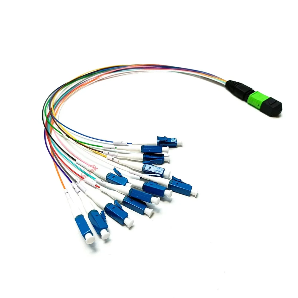 

12 волокон MPO/UPC — LC/UPC — Кабель жгут проводов, цветная трубка SM-0,35 м, 0,9 мм, элитная/низкая потеря, мужской/гнездовой