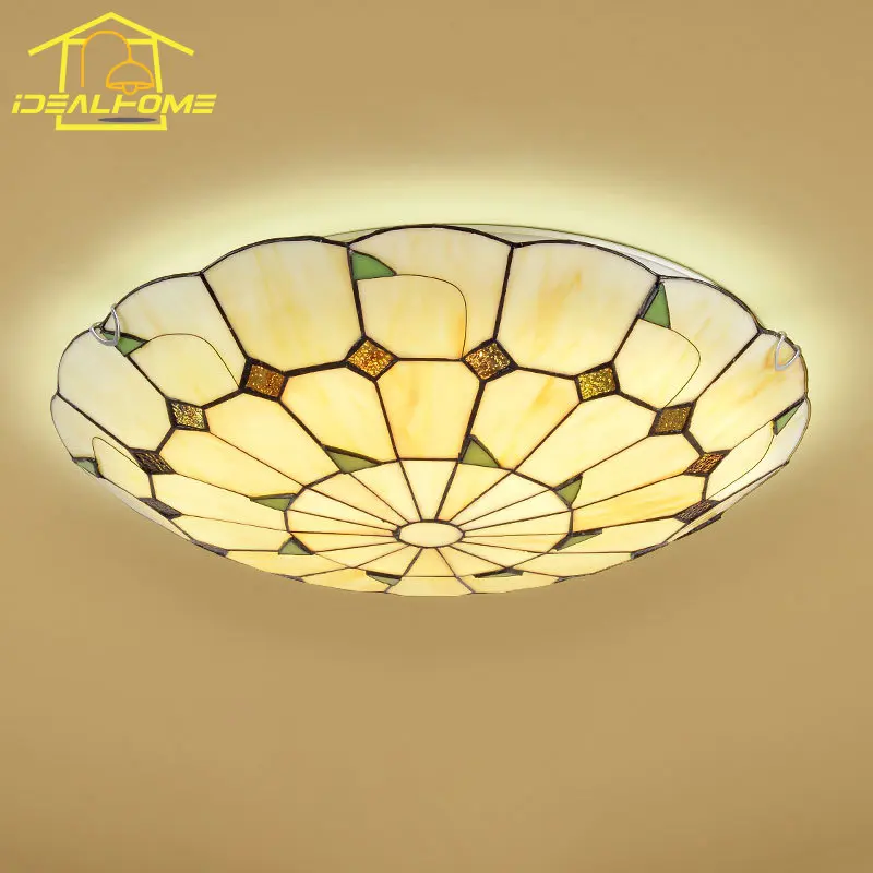 American Rural Vintage Tiffany Ceiling Lamp Atmosphere Retro Glass Ceiling Lights Home Decor Bedroom Study Living Room Balcony