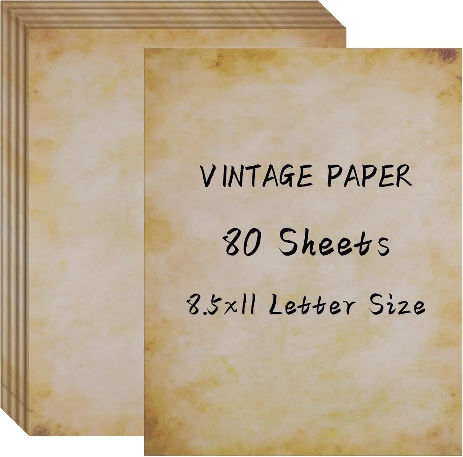 

80 Sheets Vintage Paper 8.5x11 Letter Size, Double-Sided Aged Parchment for Printing, Antique Stationery for Invites Writing