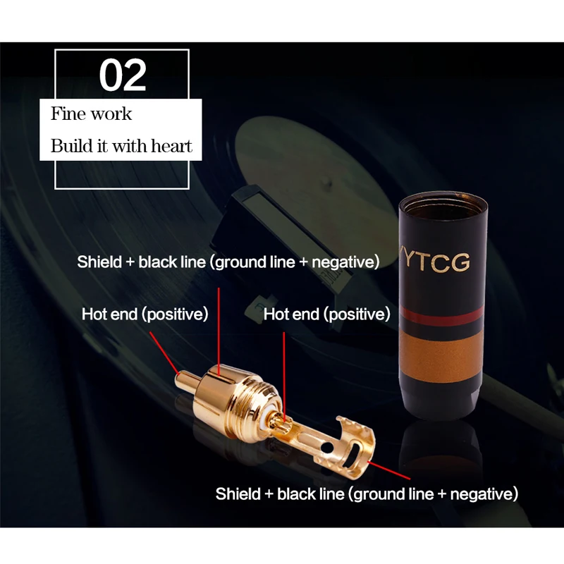 4 stks Koper RCA Plug Audio Kabel Male Connector Adapter Connector Solderen Phono Male voor 7mm Kabel