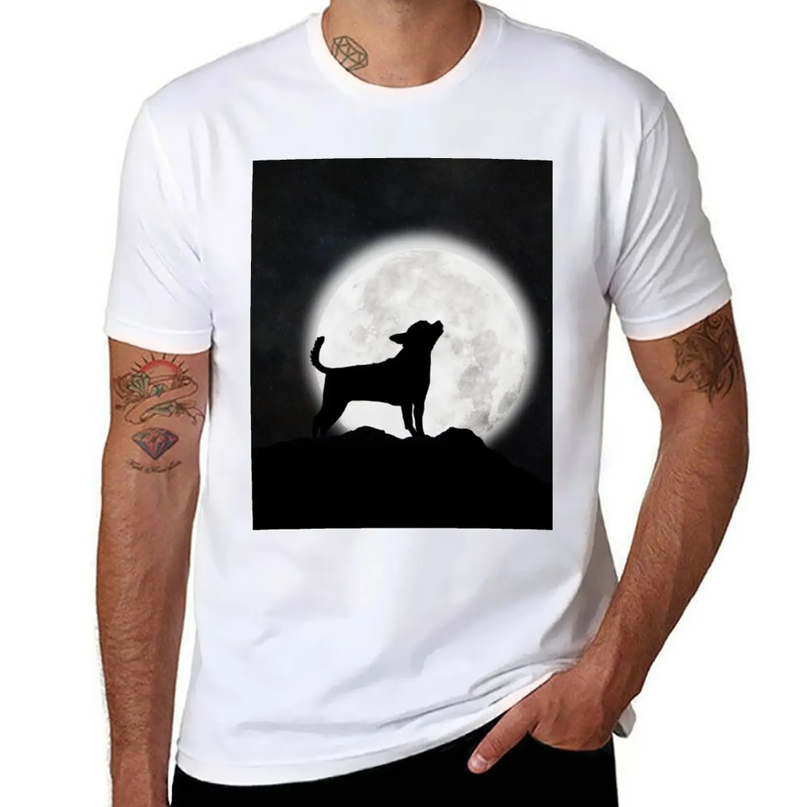 

Chihuahua howling at the moon T-Shirt t shirts for man pack white t shirt custom print T-Shirt