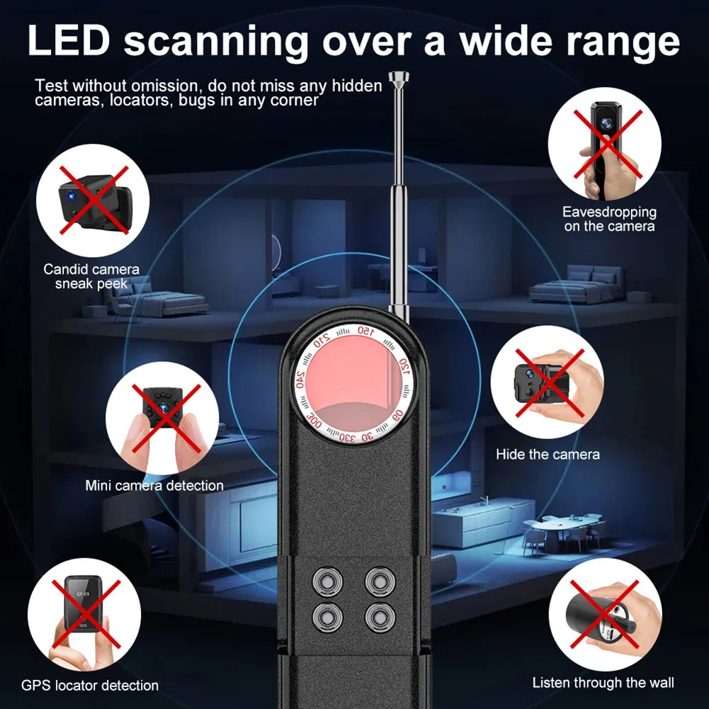 Rilevatore di segnale RF per fotocamera rilevatore di dispositivi GSM Anti-posizionamento dispositivi di Hacking Anti Candid sensibilità regolabile